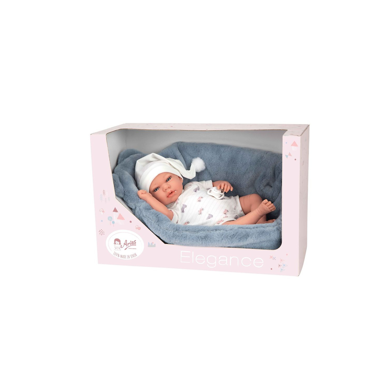 Muñeca Arias Pelona Lazo Y Vestido Azul 50628
