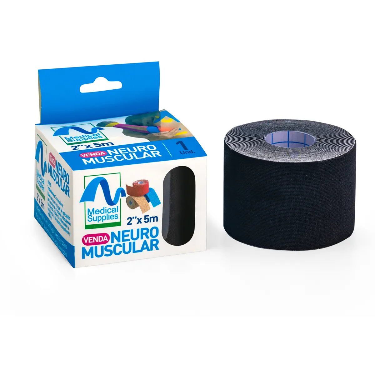 Vendaje Neuromuscular 5X5 Negro Tape