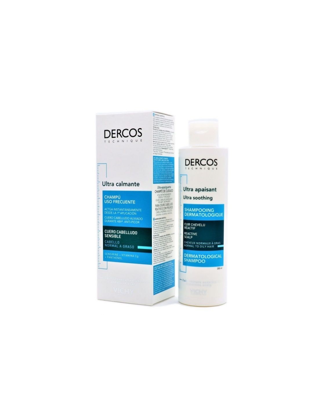 DERCOS TECHNIQUE CHAMPU ULTRA CALMANTE CABELLO NORMAL A GRASO 1 ENVASE 200 ml