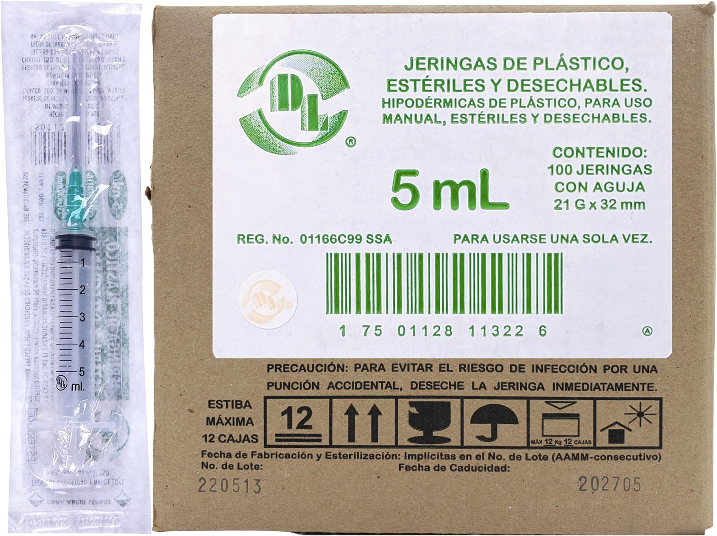 Jeringa C/ Aguja Esteril Pic 2.5 ml G22 07 X 30 mm 100 U