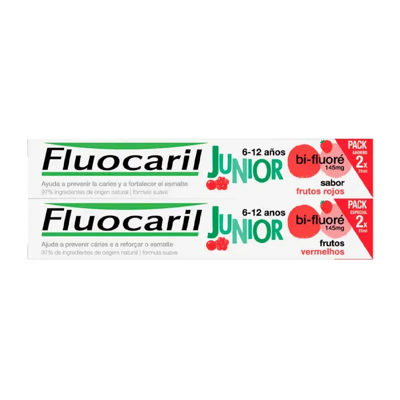 Fluocaril Junior 2 Tubos 75 ml Sabor Frutos Rojos