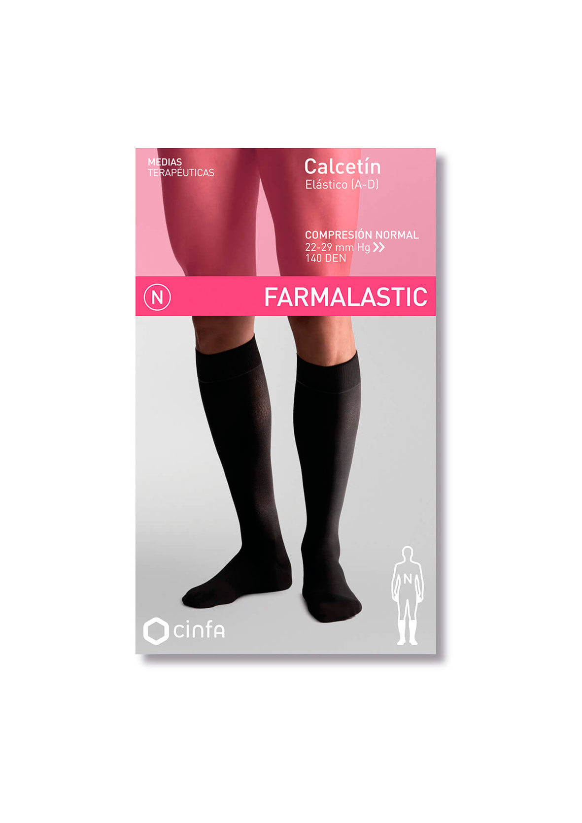 Media Corta (A-D) Compresion Normal Farmalastic Punta Abierta 2 Unidades Talla Grande Color Negro