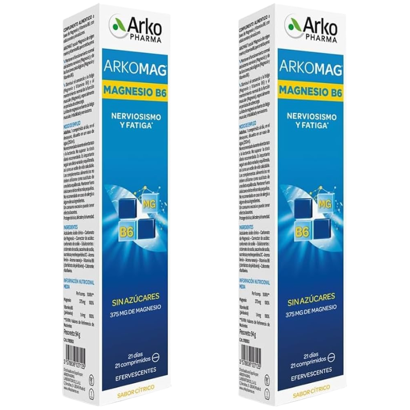 Arkopharma Magnesio + Vit B6 2 Envases 21 Comprimidos Efervescentes Pack
