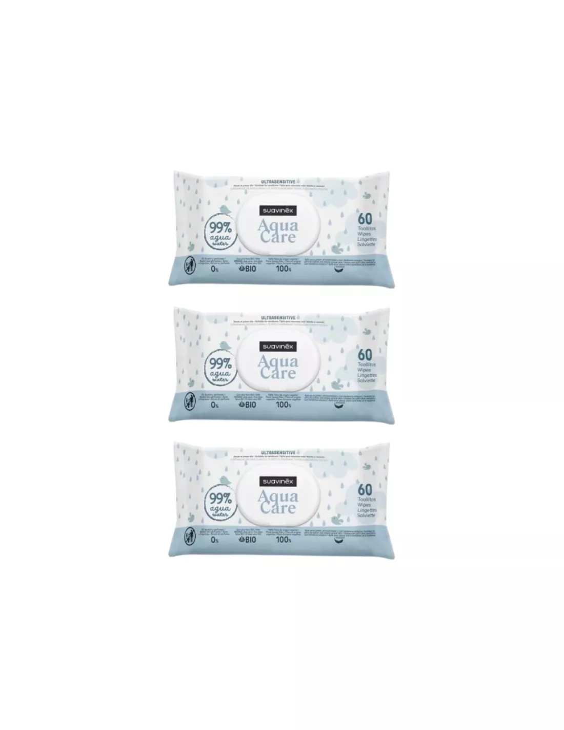 Suavinex Toallitas Aqua Ultrasensitive 3 Envases 60 Toallitas Pack