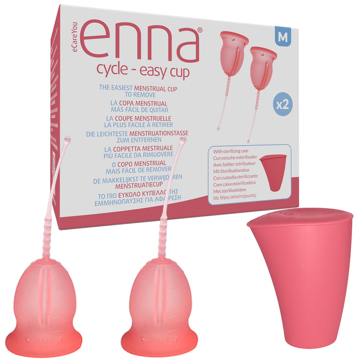 Copa Menstrual Enna Cycle Easy Cup 1 Unidad Talla M (Sin Aplicador) + Caja Esterilizadora