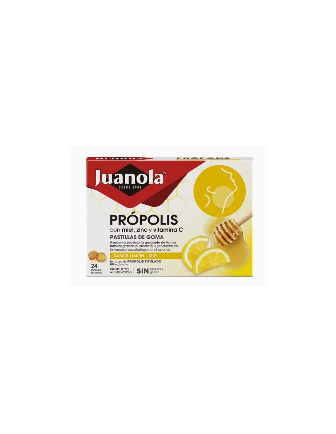 Juanola Propolis Miel Zinc Y Vitamina C 36 Pastillas De Goma Sabor Limon Miel