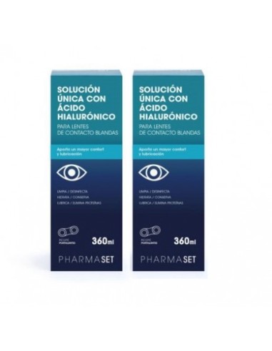 Pharmaset Duplo Solucion Unica Con Acido Hialuronico Para Lentes De Contacto 360 ml