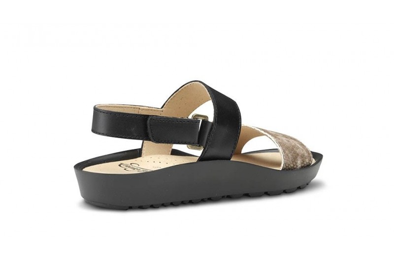 FELIZ CAMINAR SANDALIA SANA MOD.- 18000 NEGRO/SERPIENTE TALLA 42