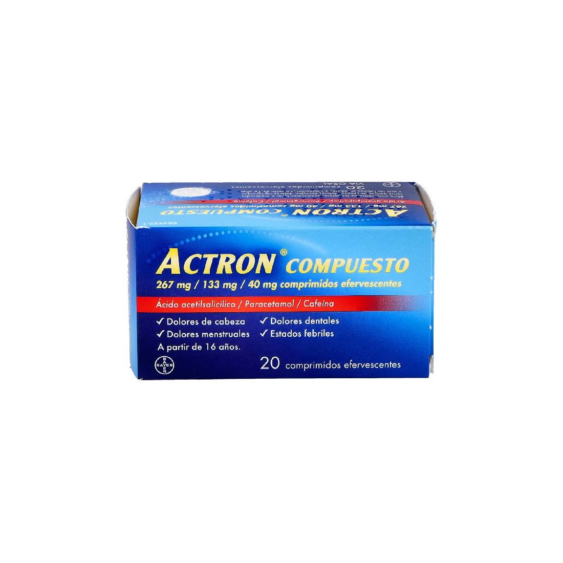 Actron Compuesto Elam Pharma 267 mg/133 mg/40 mg 20 Comprimidos Efervescentes